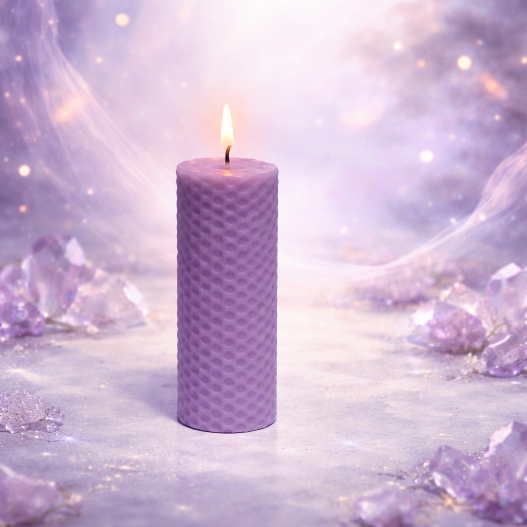 Espelma de mel lila *Serenitat · Canvi · Autoconeixement*