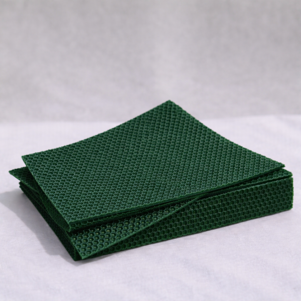 Làmines de Cera d’Abella 100% Pura – Làmines 14x20 cm per Fer Espelmes Artesanes (Color Verd)